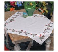 Vervaco T/CLOTH CHICKENS - Counted Cross Stitch Kit: Tablecloth: Chickens in White Vervaco White