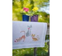 Vervaco Table Runner Cross Stitch Set Cats with Stripes Embroidery Picture Printed