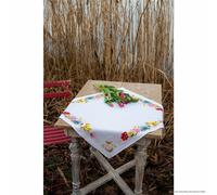 Vervaco tablecloth cross stitch kit "Colourful flowers", counted, DIY