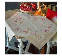 Vervaco Tablecloth Kit Reindeer in the Spirit of Christmas, Dark Beige, Approx. 80 x 80 cm