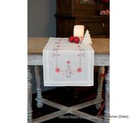 Vervaco tablerunner stitch embroidery kit Christmas red / gray , stamped, diy
