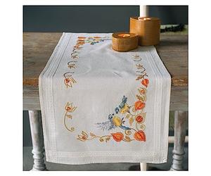 Vervaco Tits and Alkkenge Table Runner Kit, Cotton, Multicoloured, 40 x 100 cm