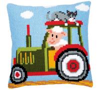 Vervaco Tractor 1 Cross Stitch Cushion, Multi-Colour