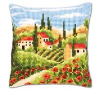 Vervaco Village Cross Stitch Cushion, Multi-Colour