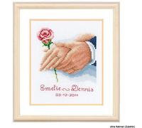 Vervaco Wedding Record Holding Hands Counted Cross Stitch Kit, Multi-Colour