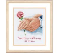 Vervaco Counted Cross Stitch Kit Wedding Record Holding Hands - Multi-Colour