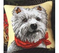 Vervaco West Highland Terrier Cross Stitch Cushion, Multi-Colour