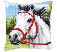 Vervaco White Horse Cross Stitch Cushion, Multi-Colour