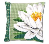 Vervaco Cushion – White Lotus Flower – Acrylic, Multi-Colour – 7.5 x 1 x 7.5 cm