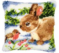 Vervaco Winter Scene Rabbit and Robin Latch Hook Cushion, Multi-Colour