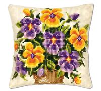 Vervaco Coloured Pansies Cushion Front Cross Stitch Kit