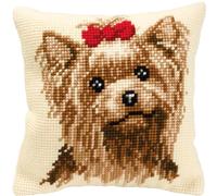 Vervaco Yorkshire Terrier Cross Stitch Cushion, Multi-Colour