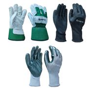 Verve Black, Green & Grey Gardening Gloves Large, Pack Of 3