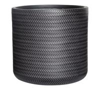 Verve Black Rattan Effect Fibreclay Plant Pot (Dia) 36Cm, (H)34.5Cm