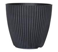 Verve Black Ribbed Recycled Plastic Plant Pot (Dia) 35Cm, (H)33Cm