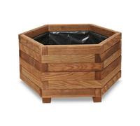 Verve Bopha 100L Brown Wooden Hexagonal Trough (H)27Cm (W)60Cm (D)100Cm