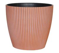 Verve Brown Ribbed Recycled Plastic Plant Pot (Dia) 15Cm, (H)14Cm