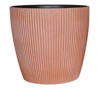 Verve Brown Ribbed Recycled Plastic Plant Pot (Dia) 22Cm, (H)20Cm
