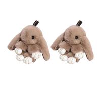 Verve Fluffy Rabbit Plush Bunny Keychain - Cute Rabbit Charm Ring Faux Fur Keyring Pompom Pendant Cellphone Car Decoration