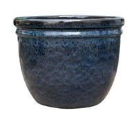 Verve Glazed Blue Marble Clay Plant Pot (Dia) 36Cm, (H)27Cm, 17L