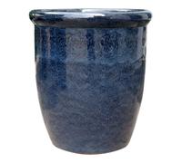 Verve Glazed Blue Marble Clay Plant Pot (Dia) 40Cm, (H)44Cm