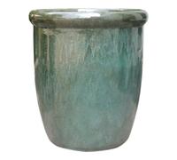Verve Glazed Moss Green Clay Plant Pot (Dia) 40Cm, (H)44Cm