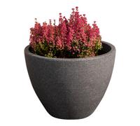 Verve Grey Stone Effect Ridged Planter Plastic Plant Pot (Dia) 40Cm, (H)30Cm