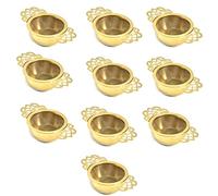 Verve Jelly 10Pack Tea Filters with Drip Bowls, Ultra Fine Mesh Tea Strainers Stainless Steel Tea Strainer with Double Handles for Loose Leaf Tea and Spices & Seasonings, Gold