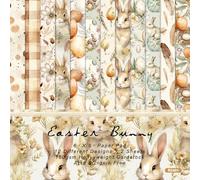 Verve Jelly 12 Designs Easter Pattern Paper 24 Sheet Rabbit Easter Eggs Scrapbook Paper Single-Sided Collection Decorative Craft Paper Folded Flat for Card Making Scrapbook Photo Album Decor, 6 x 6in