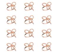 Verve Jelly 12Pcs Napkin Rings Set Alloy Napkin Buckles Bow Napkin Holders for Dinner Parties Wedding Banquet Table Setting Family Gatherings Table Decorations