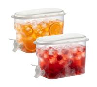 Verve Jelly 2 Pcs 3.5L Fridge Water Dispenser, Plastic Drinks Jug, Refrigerator Beverage Dispenser Bucket Container with Faucet for Cold Water, Party Drinks, Juice, Cocktail, Iced Tea