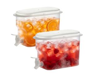 Verve Jelly 2 Pcs 3.5L Fridge Water Dispenser, Plastic Drinks Jug, Refrigerator Beverage Dispenser Bucket Container with Faucet for Cold Water, Party Drinks, Juice, Cocktail, Iced Tea