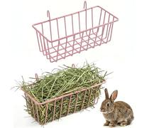 Verve Jelly 2 PCS Hay Racks Rabbit Hay Feeder Metal Grass Storage Holder Food Dispenser for Chinchilla Bunny Hamster & Small Animal, 9.1x5.1x1.8in, Pink