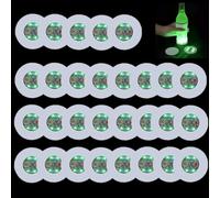 Verve Jelly 25 Pack LED Cup Holder Lights Light Up Bar Coasters Bottle Flash Mug Mat Sticker Lights, Super Bright LED Bottle Lamp for Glass Beverage Party, Wedding, Bar Decoration, Green
