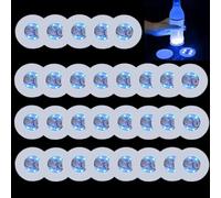 Verve Jelly 25 PCS LED Coasters, Light Up Coasters, Round Flash Cup Mat Sticker Lights Bottle Holder Lights for Party Club Birthday Bar Decoration, Blue