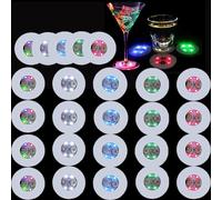 Verve Jelly 25Pcs Light Up Coasters LED Stickers Bar Drinking Coasters Tunnel Bottle Flash Cup Mat Home Flashing Shots Light Mat for Beer Wine Glass Beverage