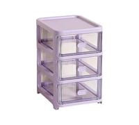 Verve Jelly 3 Drawer Vanity Organizer, Plastic Storage Drawers, Desktop Jewelry Storage Box Storage Tower Unit for Home, School, Office, Bedroom & Living Room, Purple