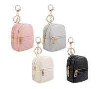 Verve Jelly 4 Pcs Mini Backpack Keychains PU Leather Coin Purse Keyring Lipstick Holder Cosmetic Bag Data Cable Organizer Pouch Portable Travel Storage Bag for Women