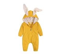 Verve Jelly Baby Boy Easter Outfit Newborn Bunny Romper Long Sleeve Hoodie Infant Spring Rabbit Clothes for kids Yellow 2 90 12-18 Months