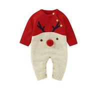 Verve Jelly Baby Boy Knitted Romper Long Sleeve Christmas Reindeer Jumpsuit Christmas Sweater Outfit