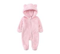 Verve Jelly Baby Boys Girls Jumpsuit Hoodie Romper Zipper Long Sleeve One Piece Outfits Warm Clothes for Unisex Light Pink 3 0-3 Months