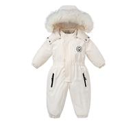 Verve Jelly Baby Girl Boy Snowsuit Down Jacket Hooded Romper Long Sleeve Zipper Jumpsuit Infant Winter Outwear One-Piece Outfits White 90 2-3 Years