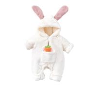 Verve Jelly Baby Girls Boys Romper Bunny Hooded Unisex Fleece Jumpsuit Newborn Outwear Outfits for Winter White 66 0-3 Months