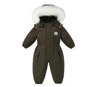 Verve Jelly Baby Hooded Romper Boys Girls Down Jacket Winter Warm Snowsuit Coat Kids Bodysuits Zipper Outfits Long Sleeve Jumpsuit Army Green 100 3-4 Years