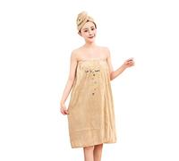 Verve Jelly Bath Wrap for Women Shower Wrap Spa Bathrobe Comfortable Adjustable Bath Towels Body Wrap Hair Drying Towel Set Khaki 80cm*135cm