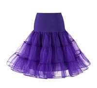 Verve Jelly Black Petticoats Women Crinoline Slips Underskirt Tutu Dress Puffy Vintage 50S Rockabilly Knee-Length Fluffy Under Skirt Dark Purple S