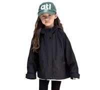 Verve Jelly Boys Girls Rain Jackets Lightweight Waterproof Hooded Raincoat Lined Windbreakers for Kids Black 130 7-8 Years