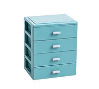 Verve Jelly Chest of Drawers, 4 Layer Plastic Storage Organizer Box with Ergonomic Handle, Small Desktop Cabinet Shelf for Office, Bedroom, Living Room, Blue, 8.3 * 5.3 * 6.7in