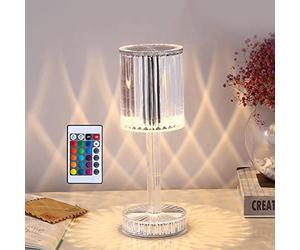 Verve Jelly Crystal Bedside Lamp, Touching Control Gatsby Crystal Lamp Cordless Table Lamp with USB Port, 16 Colors Rechargeable Bedside Light Decorative Nightstand Lamp for Bedroom, Living Room