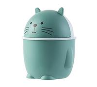 Verve Jelly Desktop Trash Can, Cute Paper Bin with Lid, Mini Bedroom Bin with Lid, Small Dustbin for Home Bedroom Kitchen Car Office, Green, 5.7 * 7.5in